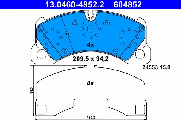 ATE 13.0460-4852.2 - Тормозные колодки, дисковые, комплект autosila-amz.com