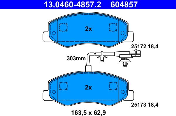 ATE 13.0460-4857.2 - Тормозные колодки задние Opel Movano/Renault Master 2.3CDTi/dCi 10- autosila-amz.com