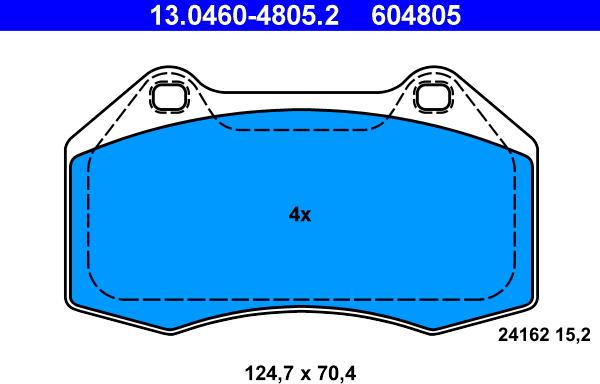 ATE 13.0460-4805.2 - Тормозные колодки, дисковые, комплект autosila-amz.com