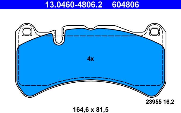 ATE 13.0460-4806.2 - Тормозные колодки, дисковые, комплект autosila-amz.com