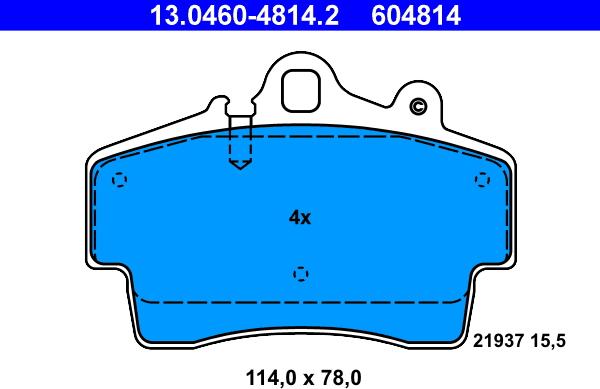 ATE 13.0460-4814.2 - Тормозные колодки, дисковые, комплект autosila-amz.com