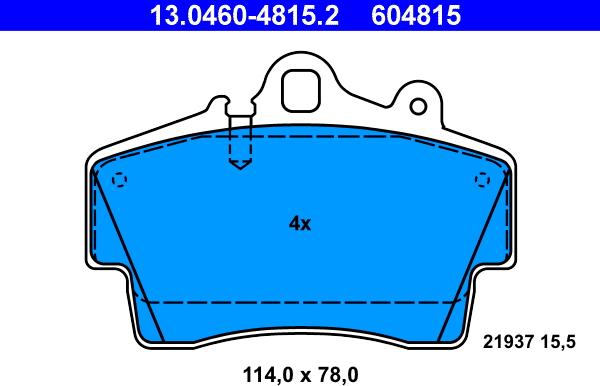 ATE 13.0460-4815.2 - Тормозные колодки, дисковые, комплект autosila-amz.com