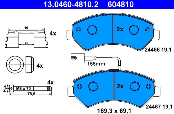 ATE 13.0460-4810.2 - Тормозные колодки, дисковые, комплект autosila-amz.com