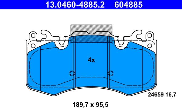 ATE 13.0460-4885.2 - Тормозные колодки, дисковые, комплект autosila-amz.com