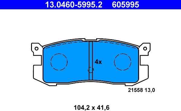 ATE 13.0460-5995.2 - Тормозные колодки, дисковые, комплект autosila-amz.com