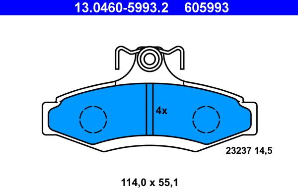 ATE 13.0460-5993.2 - Тормозные колодки, дисковые, комплект autosila-amz.com