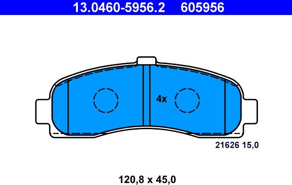 ATE 13.0460-5956.2 - Тормозные колодки, дисковые, комплект autosila-amz.com