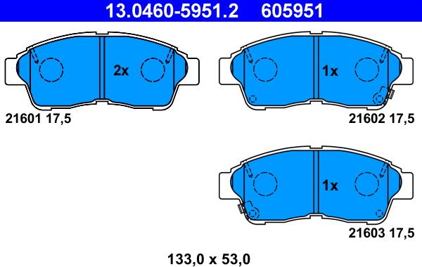 ATE 13.0460-5951.2 - Тормозные колодки, дисковые, комплект autosila-amz.com