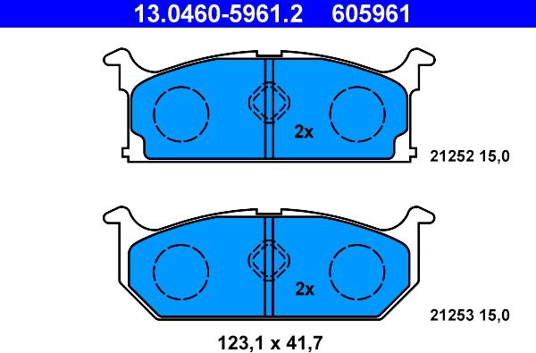 ATE 13.0460-5961.2 - Тормозные колодки, дисковые, комплект autosila-amz.com