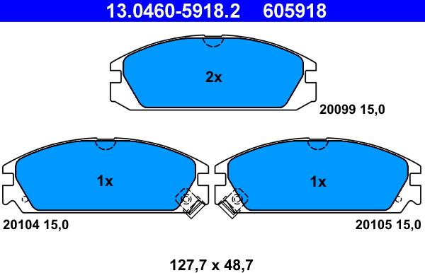 ATE 13.0460-5918.2 - Тормозные колодки, дисковые, комплект autosila-amz.com