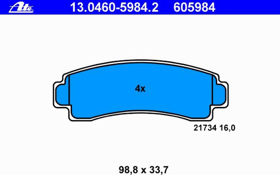 ATE 13 0460 5984 2 - Тормозные колодки, дисковые, комплект autosila-amz.com