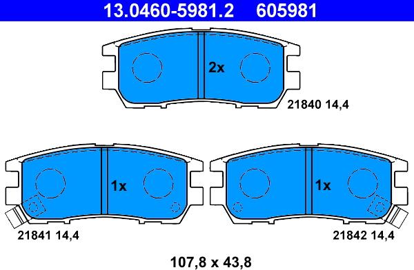 ATE 13.0460-5981.2 - Тормозные колодки, дисковые, комплект autosila-amz.com