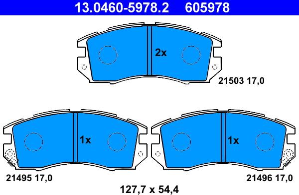 ATE 13.0460-5978.2 - Тормозные колодки, дисковые, комплект autosila-amz.com