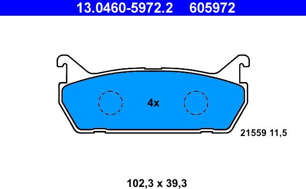 ATE 13.0460-5972.2 - Тормозные колодки, дисковые, комплект autosila-amz.com