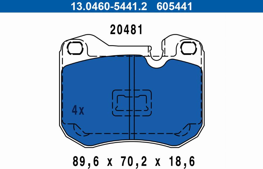 ATE 13.0460-5441.2 - Тормозные колодки, дисковые, комплект autosila-amz.com