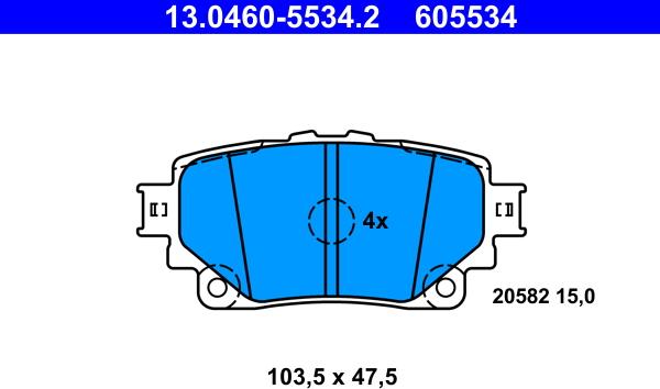 ATE 13.0460-5534.2 - Тормозные колодки, дисковые, комплект autosila-amz.com