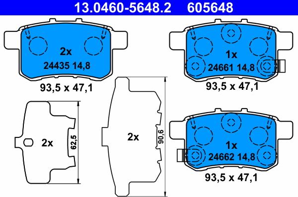 ATE 13.0460-5648.2 - Тормозные колодки, дисковые, комплект autosila-amz.com