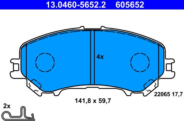 ATE 13.0460-5652.2 - Тормозные колодки, дисковые, комплект autosila-amz.com