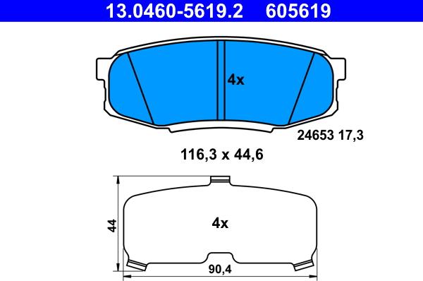 ATE 13.0460-5619.2 - Тормозные колодки, дисковые, комплект autosila-amz.com