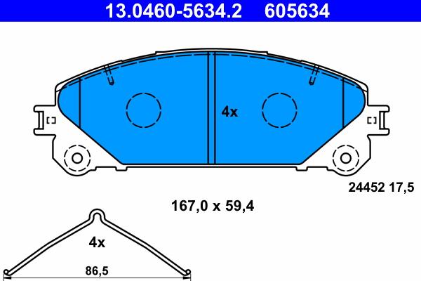 ATE 13.0460-5634.2 - Тормозные колодки, дисковые, комплект autosila-amz.com