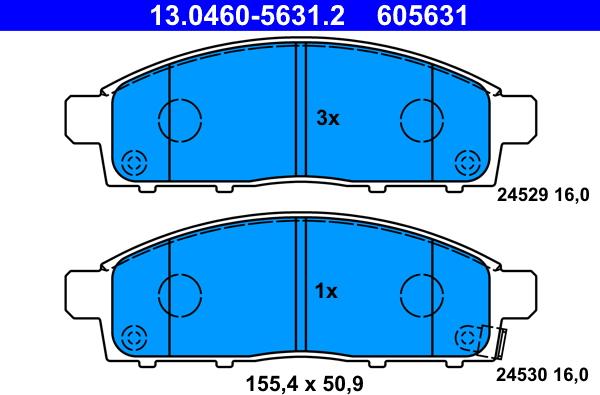 ATE 13.0460-5631.2 - Тормозные колодки, дисковые, комплект autosila-amz.com