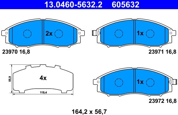 ATE 13.0460-5632.2 - Тормозные колодки, дисковые, комплект autosila-amz.com