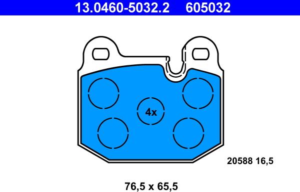 ATE 13.0460-5032.2 - Тормозные колодки, дисковые, комплект autosila-amz.com