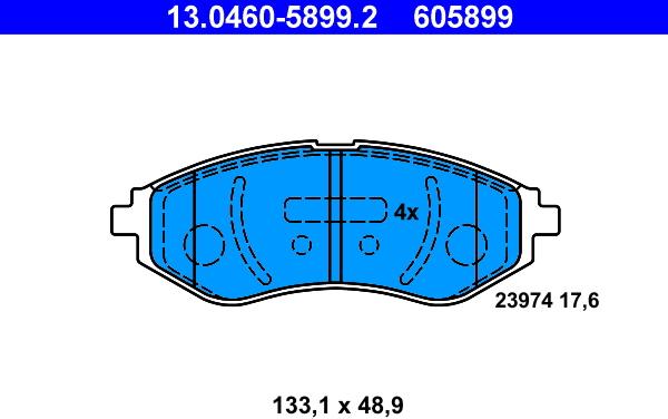 ATE 13.0460-5899.2 - Тормозные колодки, дисковые, комплект autosila-amz.com