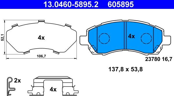 ATE 13.0460-5895.2 - Тормозные колодки, дисковые, комплект autosila-amz.com