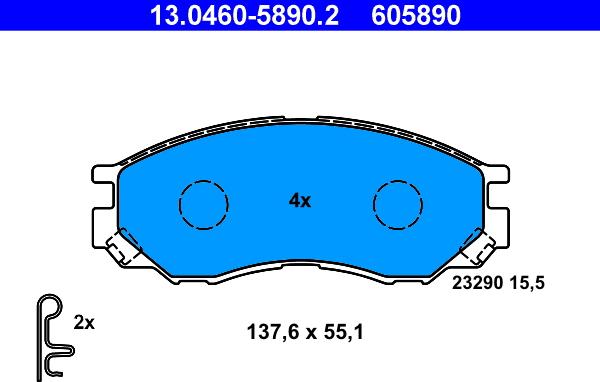 ATE 13.0460-5890.2 - Тормозные колодки, дисковые, комплект autosila-amz.com