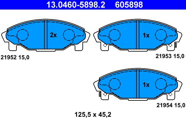 ATE 13.0460-5898.2 - Тормозные колодки, дисковые, комплект autosila-amz.com