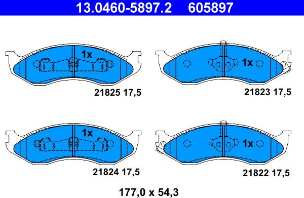 ATE 13.0460-5897.2 - Тормозные колодки, дисковые, комплект autosila-amz.com