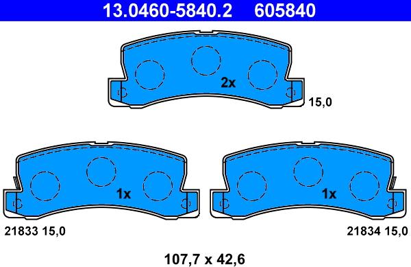 ATE 13.0460-5840.2 - Тормозные колодки, дисковые, комплект autosila-amz.com