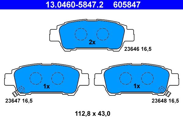 ATE 13.0460-5847.2 - Тормозные колодки, дисковые, комплект autosila-amz.com