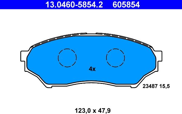 ATE 13.0460-5854.2 - Тормозные колодки, дисковые, комплект autosila-amz.com