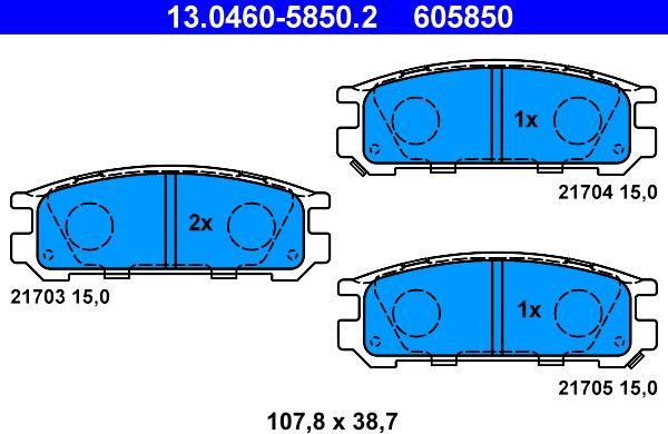 ATE 13.0460-5850.2 - Тормозные колодки, дисковые, комплект autosila-amz.com