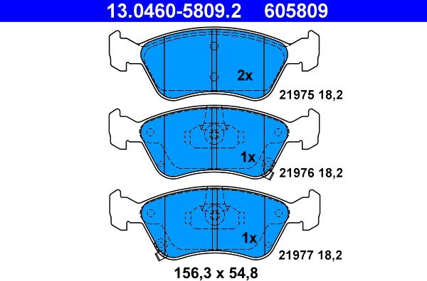 ATE 13.0460-5809.2 - Тормозные колодки, дисковые, комплект autosila-amz.com