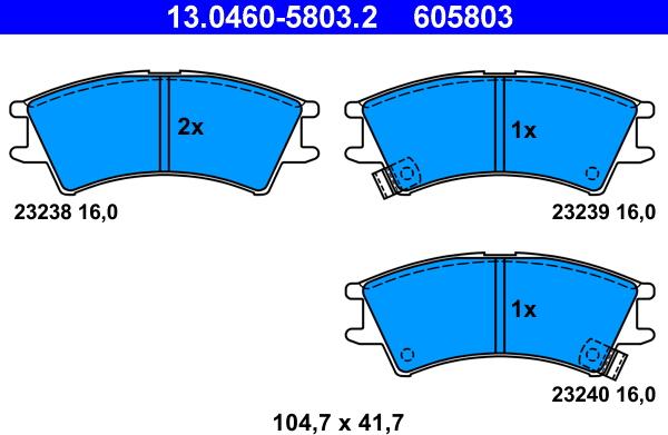 ATE 13.0460-5803.2 - Тормозные колодки, дисковые, комплект autosila-amz.com