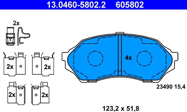 ATE 13.0460-5802.2 - Тормозные колодки, дисковые, комплект autosila-amz.com