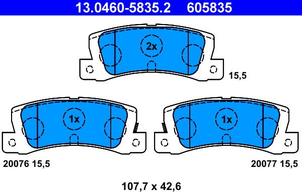 ATE 13.0460-5835.2 - Тормозные колодки, дисковые, комплект autosila-amz.com