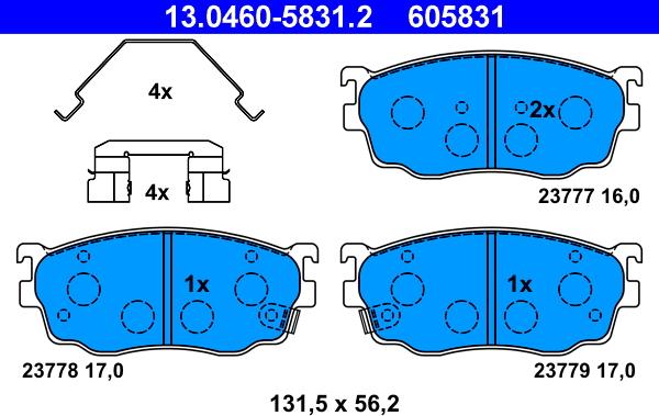 ATE 13.0460-5831.2 - Тормозные колодки, дисковые, комплект autosila-amz.com