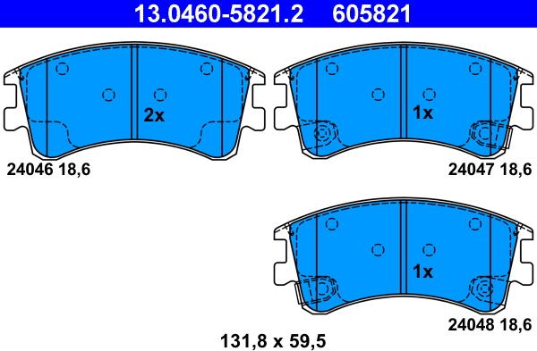 ATE 13.0460-5821.2 - Тормозные колодки, дисковые, комплект autosila-amz.com