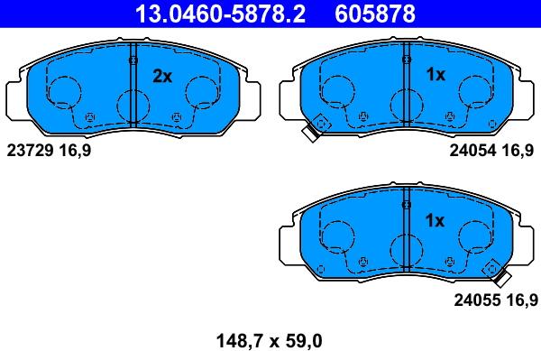 ATE 13.0460-5878.2 - Тормозные колодки, дисковые, комплект autosila-amz.com