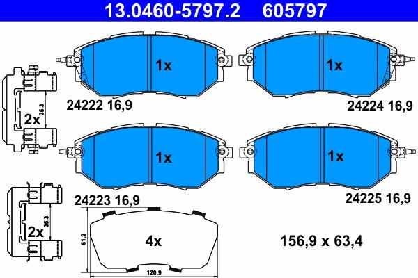 ATE 13.0460-5797.2 - Тормозные колодки, дисковые, комплект autosila-amz.com