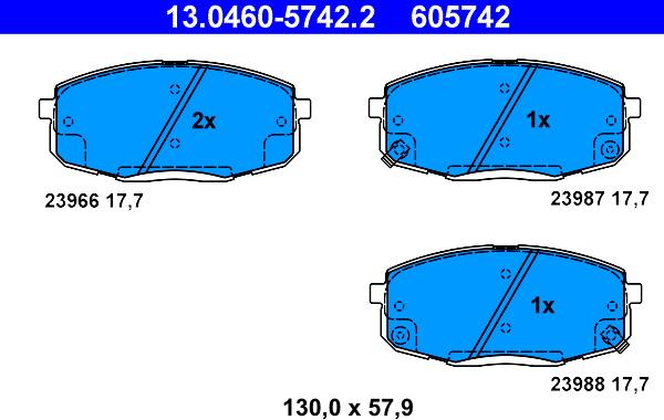 ATE 13.0460-5742.2 - Тормозные колодки, дисковые, комплект autosila-amz.com