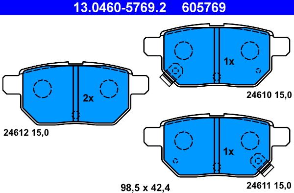 ATE 13.0460-5769.2 - Комплект тормозных колодок, дисковый тормоз autosila-amz.com