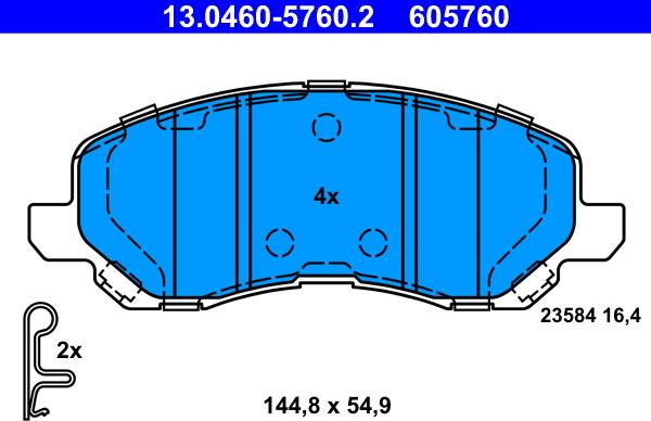 ATE 13.0460-5760.2 - Тормозные колодки, дисковые, комплект autosila-amz.com