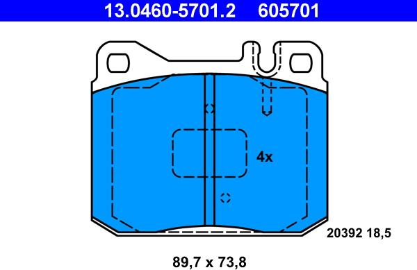 ATE 13.0460-5701.2 - Тормозные колодки, дисковые, комплект autosila-amz.com