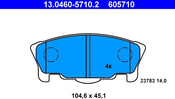 ATE 13.0460-5710.2 - Тормозные колодки, дисковые, комплект autosila-amz.com