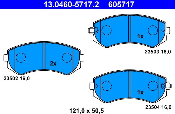 ATE 13.0460-5717.2 - Тормозные колодки, дисковые, комплект autosila-amz.com